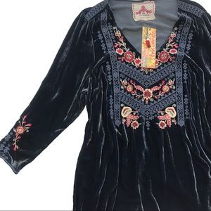 Johnny Was Laura Embroidered Velvet Tunic